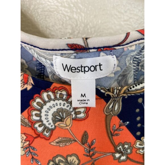Westport Womens Sleeveless Floral Print Tank Top Multi-Color Lace Back Accent M - Picture 3 of 7